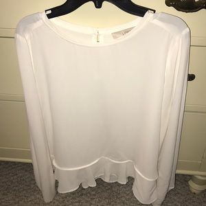 Loft Long Sleeve Peplum Ruffle Blouse